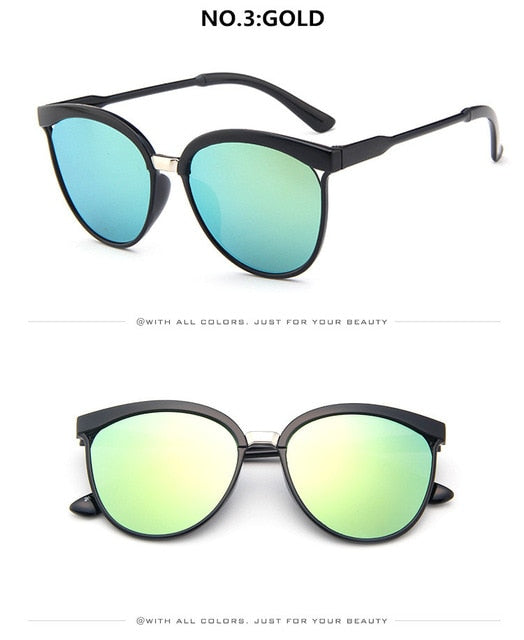 Cat Eye Brand Designer Solbriller Kvinner Luksusplast Solbriller Klassisk Retro utendørs briller Oculos de Sol Gafas