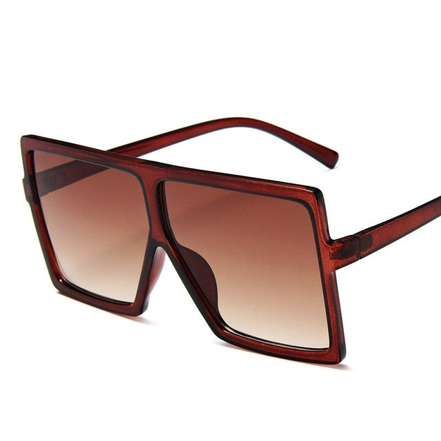 Plastiske store kvinner solbriller Square Brand Designer Big Frame Solbriller for kvinnelige UV400 solbriller Oculos Maskulino