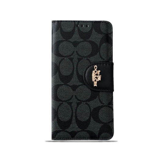 Coach iPhone tok bőr flip tok a kártyatartóval fekete-PTK241622