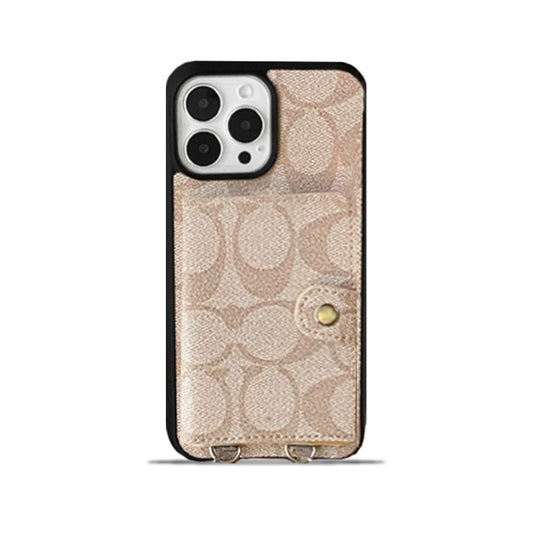 Custodia per iPhone Coach con portafoglio e cinturino bianco -szk240402