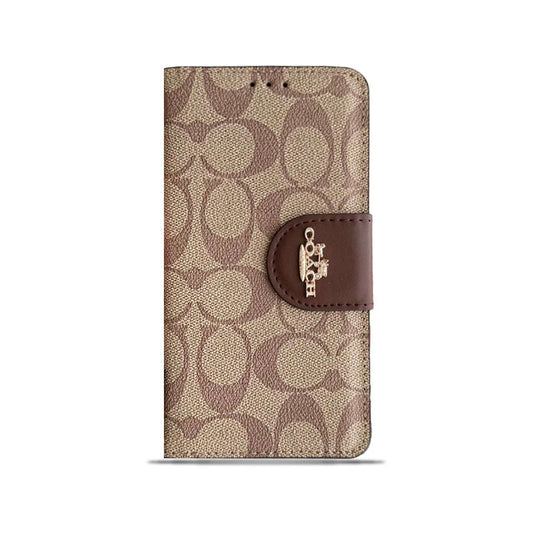 Coach iPhone tok bőr flip tok a kártyatartóval Brown-PTK241622