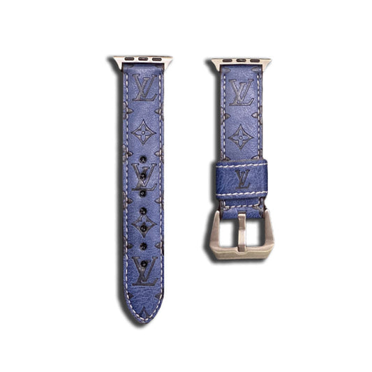 Lærmonogram Apple Watch Bands Leather Blue-Yh24422