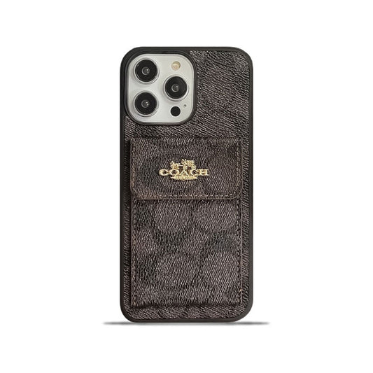 카드 홀더 지갑과 ​​함께 코치 iPhone 케이스 DARK BROWN -SZK240425