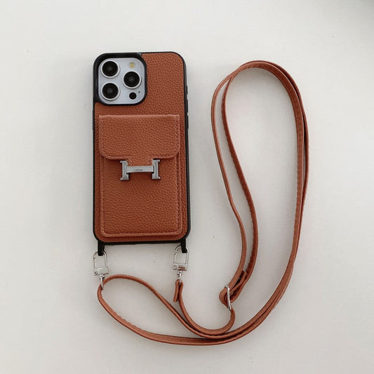 H 카드 가방 가죽 크로스 바디 iPhone 케이스