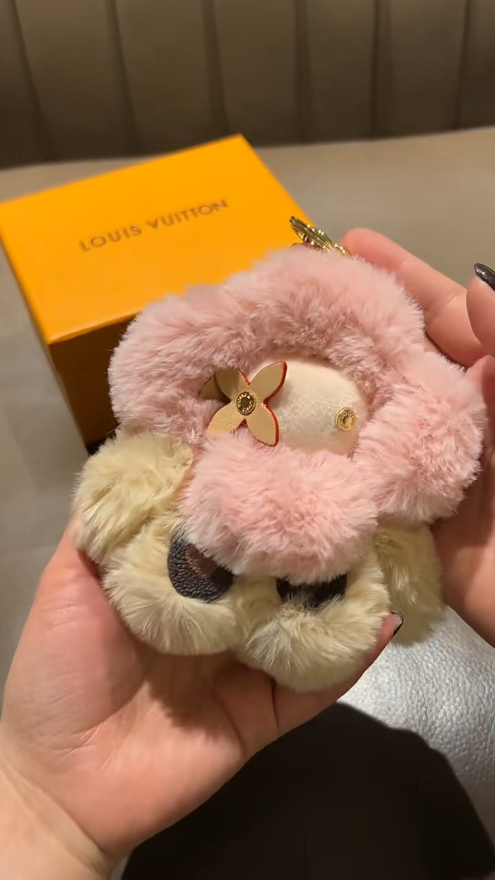 Fluffig söt solros plysch nyckelring