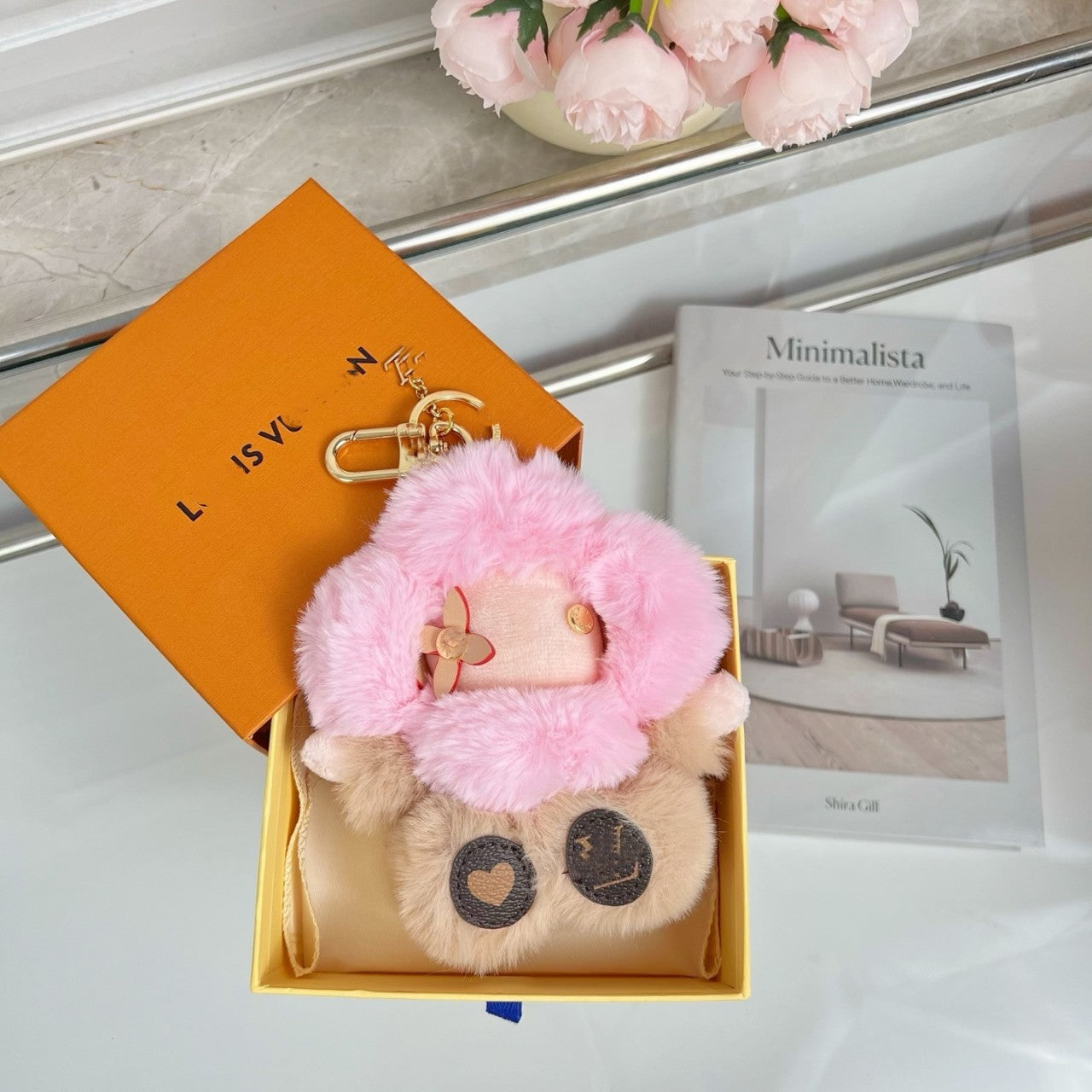 Fluffig söt solros plysch nyckelring