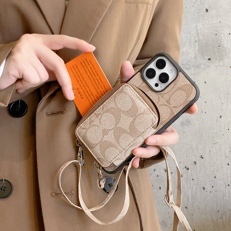 Custodia per iPhone Coach con portafoglio Coffee-LQB241412