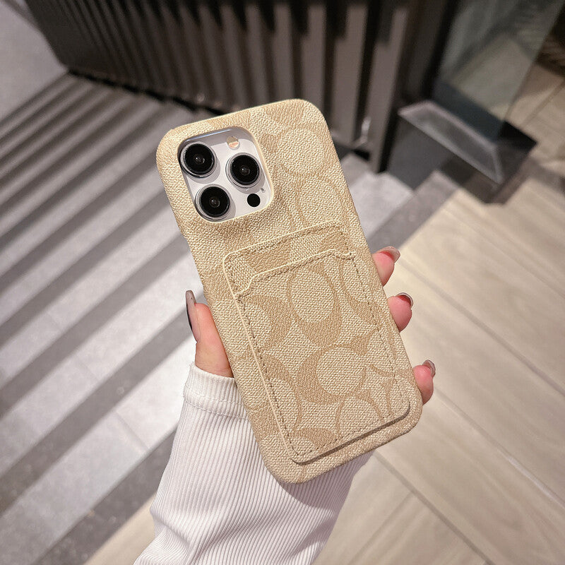 Klassischer Coach iPhone Hülle mit Kartenhalter White -JQB240330