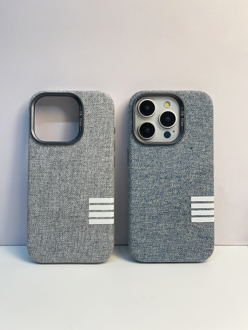 Premium vintage linned stof magnetisk telefon taske til iPhone
