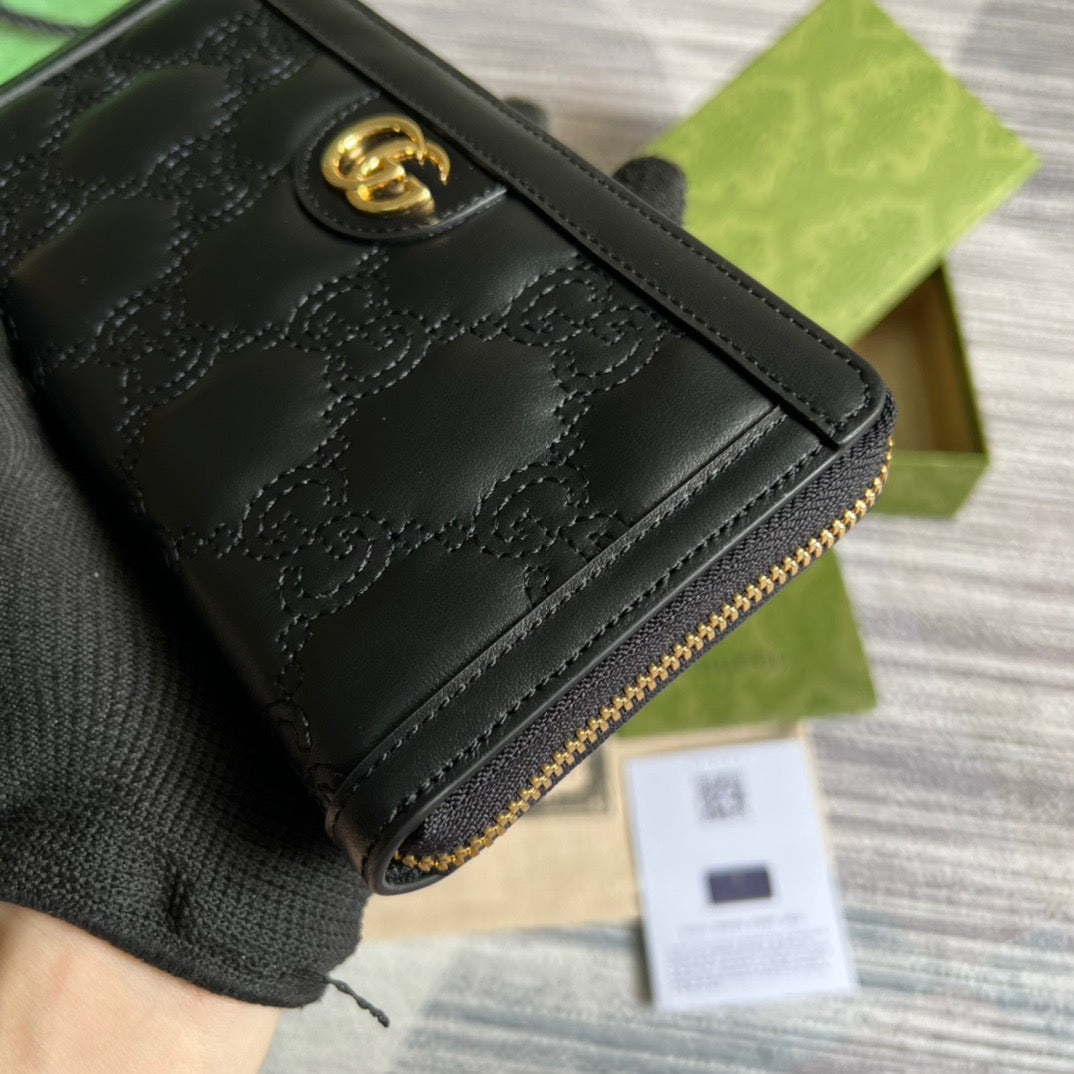 Matelassé Zip-Around Wallet Black For Women‎ 723784 UM8IG 1000 7.6 in/ 19.5 cm