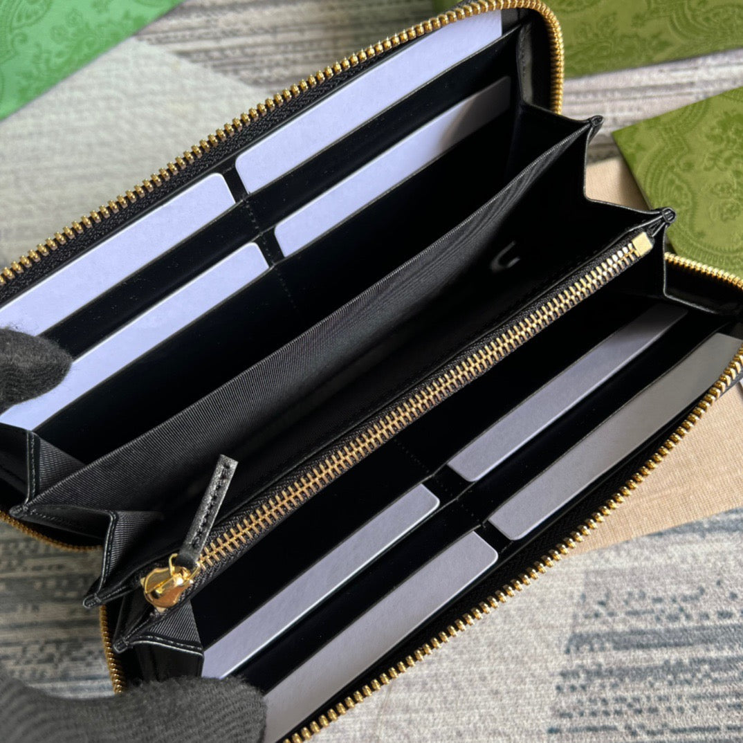 Matelassé Zip-Around Wallet Black For Women‎ 723784 UM8IG 1000 7.6 in/ 19.5 cm
