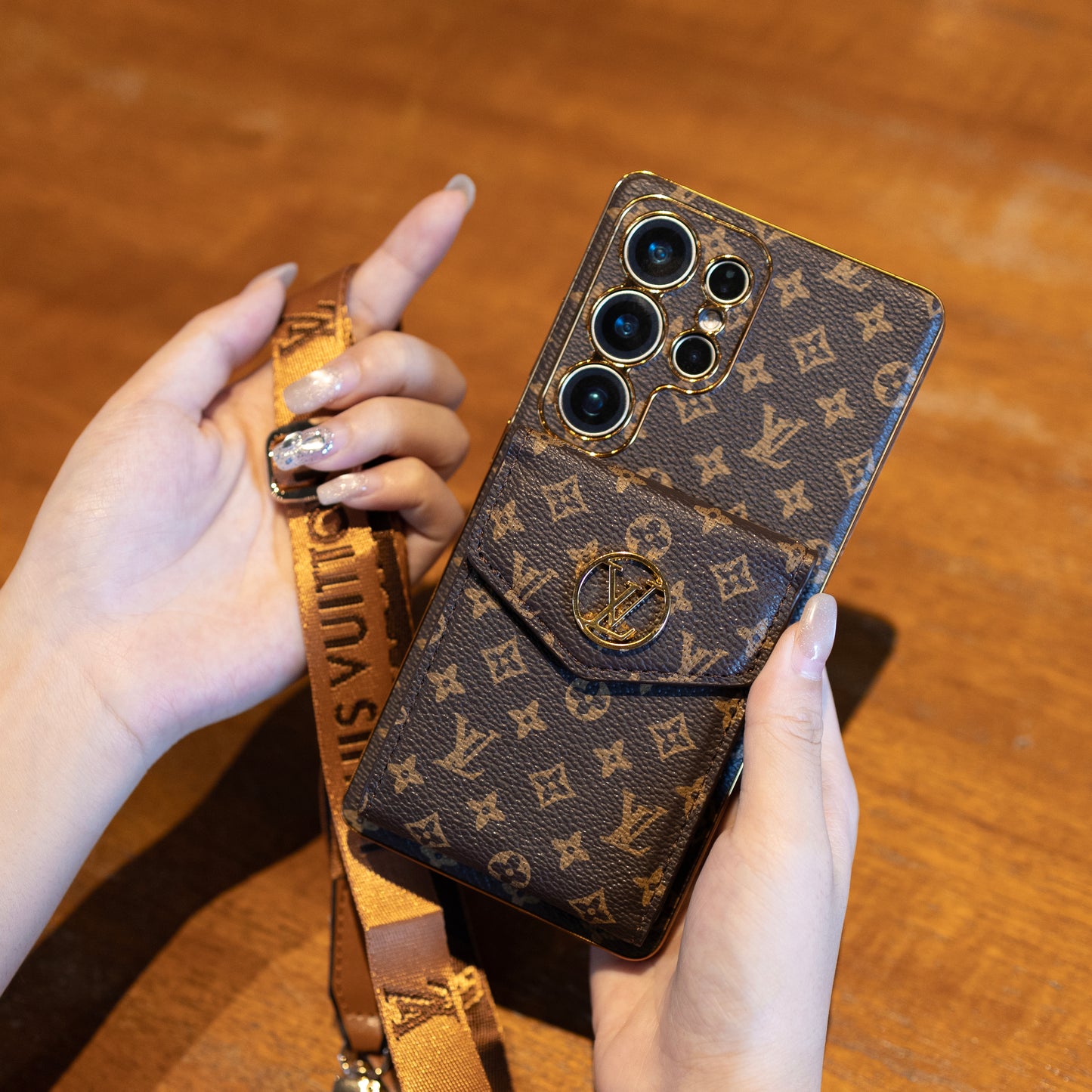 Advanced Leather Samsung Phone Case with Wallet and Strap.02