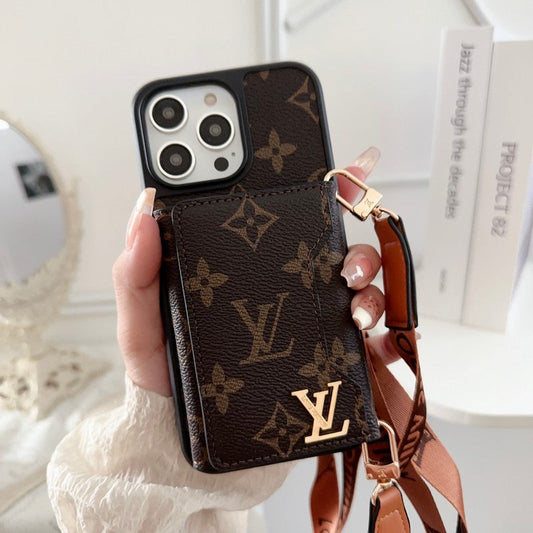 Lou oldalsó kártya táska kereszttest lánc iPhone tok