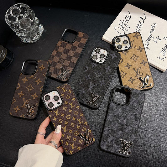 Lou fekete logó bőr iPhone tok
