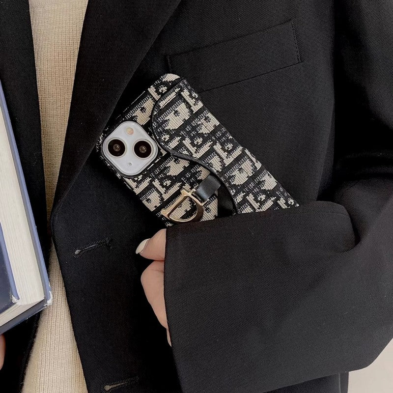 CD Black & Grey Fabric iPhone Hülle