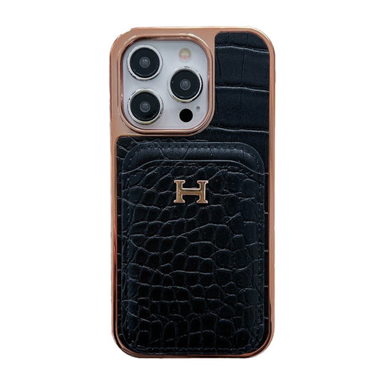 H rózsa arany bőr iPhone tok