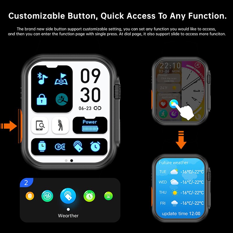 Nou Ultra Watch Men Men Smart Watch Series 8 NFC Door Access Smartwatch pentru benzi de ceas Android Apple Phone