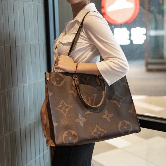 Luxe Monogram Leather Tote Baghandbag